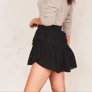 LoveShackFancy Black Ruffle Mini Skirt
